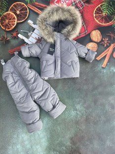 Комбінезон з курткою зимовий дитячий Look Пухнастик сірий 80-86 см КБ ФЛ209 фото