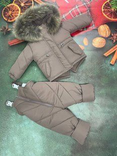 Зимовий комбінезон з курткою дитячий Look Plus какао 80-86 см КБ ФЛ681 фото