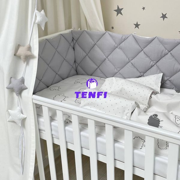 Постельный комплект для новорожденных в кроватку Baby Mix Овечки, цвет белый 0291383 фото