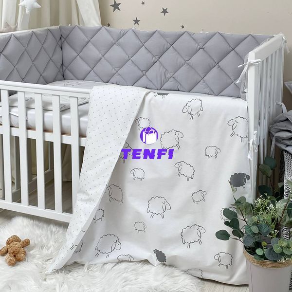 Постельный комплект для новорожденных в кроватку Baby Mix Овечки, цвет белый 0291383 фото