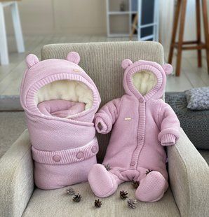 Зимний комплект на выписку из роддома Мишкин розовый NEW КП МК45 фото