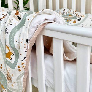 Сменное постельное белье в детскую кроватку Baby Mix Железная дорога кирпичный 039198 фото