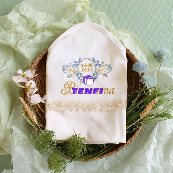 Тонка крижма для хрещення іменна Квіточка (БУДЬ-ЯКЕ ІМ'Я) КР ЛД84 фото