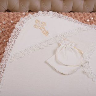 Крижма Вічність мішечок, серветка Молочний/беж Інтерлок 75х80 см КР БИР20 фото