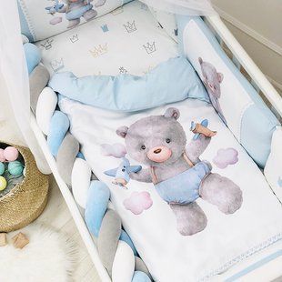 Постельный комплект для новорожденных в кроватку Kids toys Мишка голубой 0269203 фото
