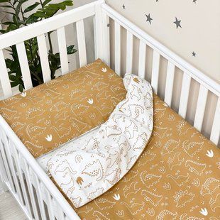Сменное постельное белье в детскую кроватку Baby Mix Дино горчица 039128 фото