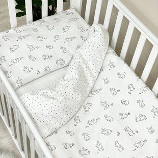 Сменное постельное белье в детскую кроватку Baby Mix Зайчики черные на белом 0391250 фото