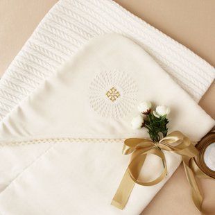 Крижма з каптуром для хрещення молочна Косичка КР ЛД96 фото