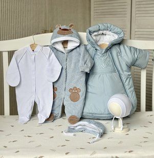 Комплект на выписку из роддома зимний Kid Ведмедик блакитний КП КД51 фото
