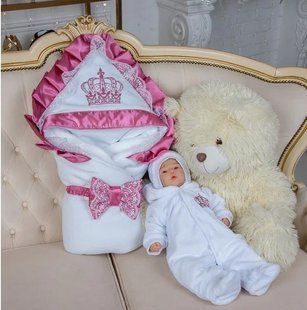 Набор на выписку из роддома зимний Excellent велюр бело-розовый КП КЛ7 фото