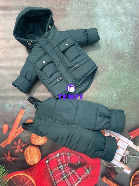 Зимний комбинезон с курткой детский для мальчика Look зеленый 80-86 см КБ ФЛ701 фото