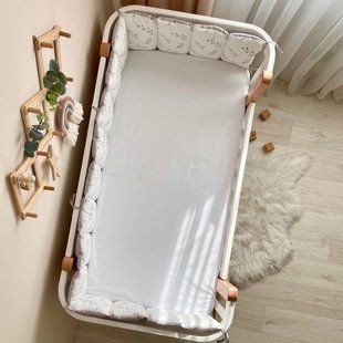 Защитные бортики для детской кроватки Фенс Веточки котики пудра 0706754 фото
