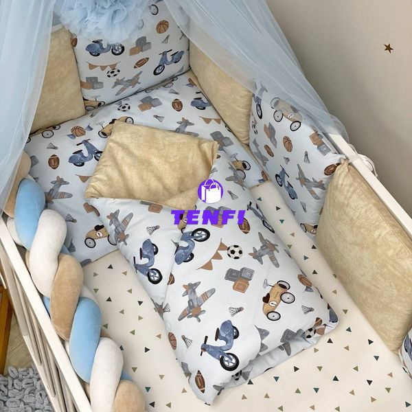 Постельный комплект для новорожденных в кроватку Happy night Ретро машинки голубые 02107104 фото