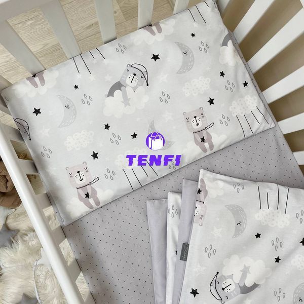 Сменное постельное белье в детскую кроватку Baby Dream Коты в облаках серый 0303419 фото