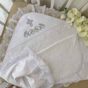 Крижма Світлинка М подвійна з вишивкою Білий/срібло Махра 75*100 см КР БИР102 фото