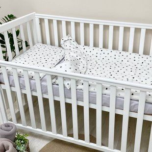 Сменное постельное белье в детскую кроватку Baby Mix Сердечки серо-чорные 0391758 фото