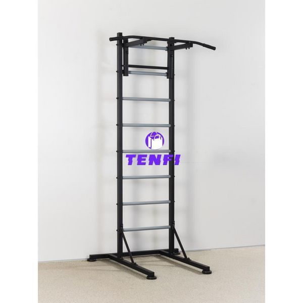 Шведська стінка пересувна підлогова з турником, лавкою та брусами ШС 9 фото
