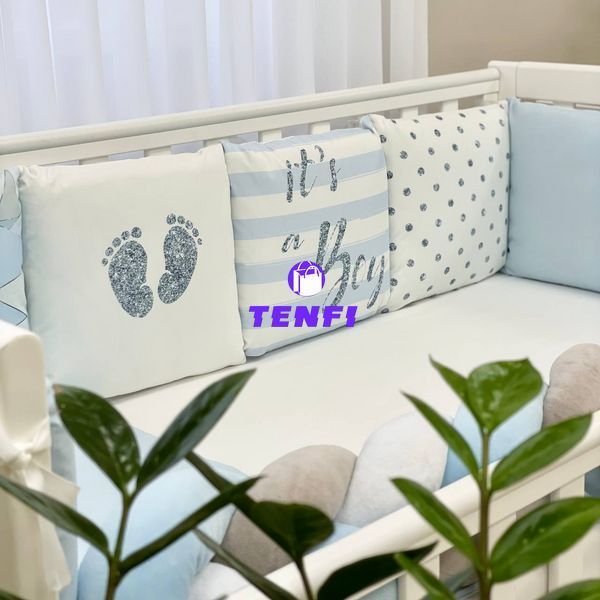Захисні борти для дитячого ліжечка Design Геометрія блакитна 0739248 фото