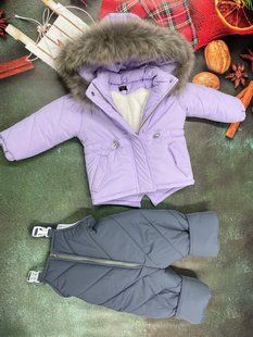 Зимовий комбінезон з курткою дитячий Look Plus бузковий з сірим КБ ФЛ259 фото