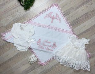 Повний набір для хрещення дівчинки Розалія 56-62 см 56-62 см КР А1515 фото