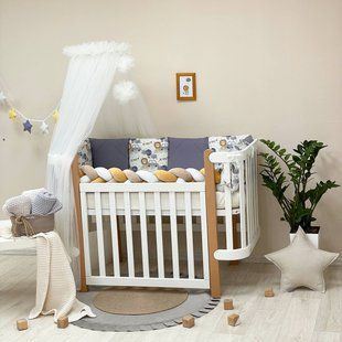 Постельный комплект для новорожденных в кроватку Happy night Львёнок с машинкой синий 02107197 фото