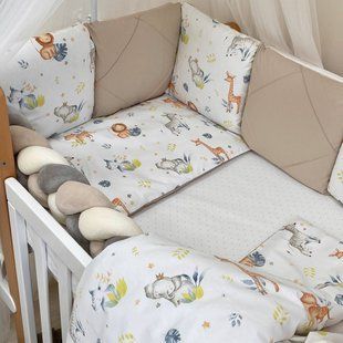 Постельный комплект для новорожденных в кроватку Happy night Джунгли, цвет капучино 02107338 фото