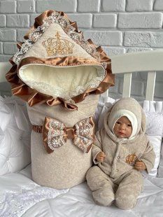 Набор на выписку из роддома зимний Excellent велюр капучино меланж КП КЛ111 фото