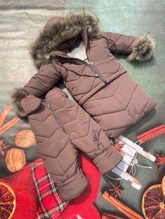 Зимний комбинезон для малышей 0-2 года Look Пушистик шоколад КБ ФЛ247 фото