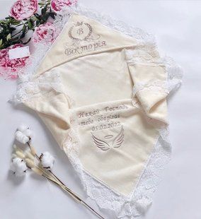 Крыжма для крещения именная (ЛЮБОЕ ИМЯ) Крылья ангела КР СВ6 фото