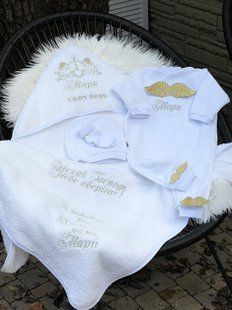Комплект для хрещення дівчинки чи хлопчика (будь-яке ім'я) 56 см КР БЛ182 фото