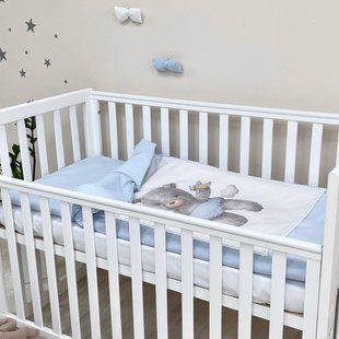 Сменное постельное белье в детскую кроватку Kids Toys Мишка голубой 0369203 фото