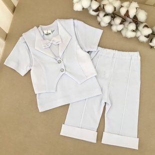 Костюм "Міні Бос" к.р. кофта,жилет,штани Білий Інтерлок 56 см 509028870 фото