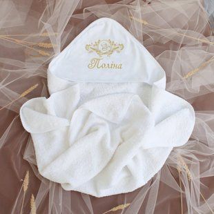 Махровая именная крыжма для крещения белая (ЛЮБОЕ ИМЯ) Маленький ангел КР ЛД86-8 фото