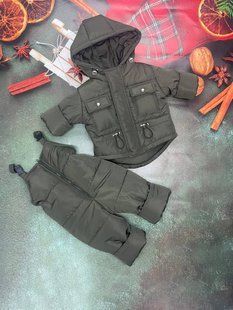 Зимний комбинезон с курткой детский Look хаки 80-86 см КБ ФЛ54 фото