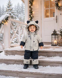 Комбінезон з курткою зимовий дитячий Look Disney бежевий з чорним 80-86 см КБ ФЛ218 фото