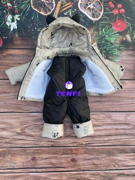 Комбінезон з курткою зимовий дитячий Look Disney бежевий з чорним 80-86 см КБ ФЛ218 фото