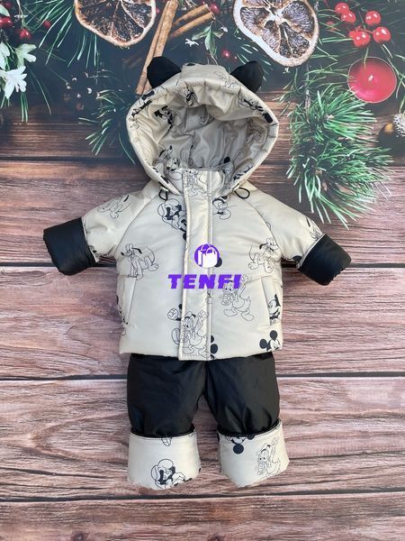 Комбінезон з курткою зимовий дитячий Look Disney бежевий з чорним 80-86 см КБ ФЛ218 фото