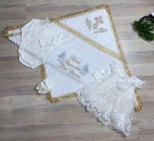Теплий набір для хрещення дівчинки Золотко 56-62 см 56-62 см КР А1516 фото