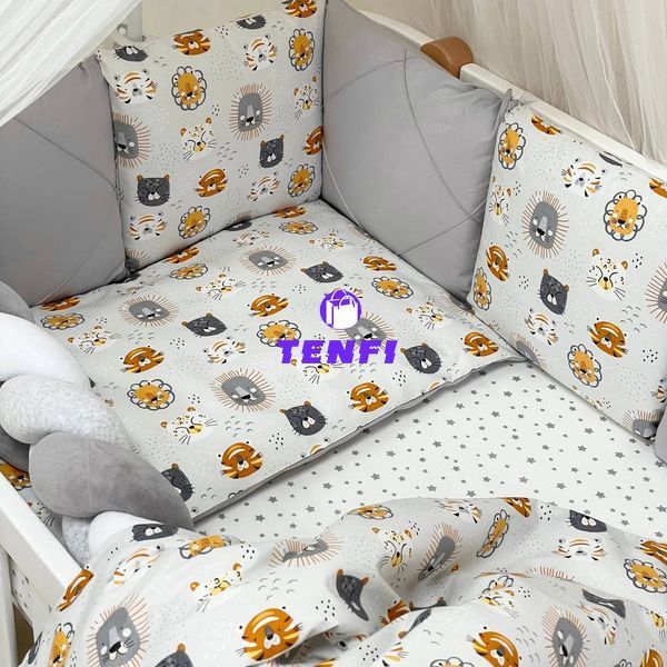 Постельный комплект для новорожденных в кроватку Happy night Мордочки усатые серые 02107196 фото