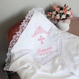 Крижма-плед для хрещення іменна (БУДЬ-ЯКЕ ІМ'Я) 100х100 см КР МР11 фото