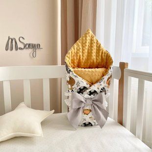 Плед конверт для новорожденного с одеялом Зверушки с малышами 10500560 фото