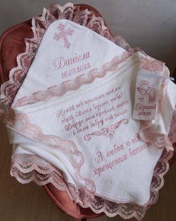 Крыжма для крещения девочке именная (ЛЮБОЕ ИМЯ) 100х100 см КР МР16 фото
