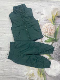 Набір штани з жилеткою дитячі демісезонні Look зелений однотон 80-86 см КБ КТ177 фото