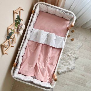 Постельный комплект для новорожденных в кроватку Baby Dream Гілочки котики пудра, цвет пудра 0203754 фото