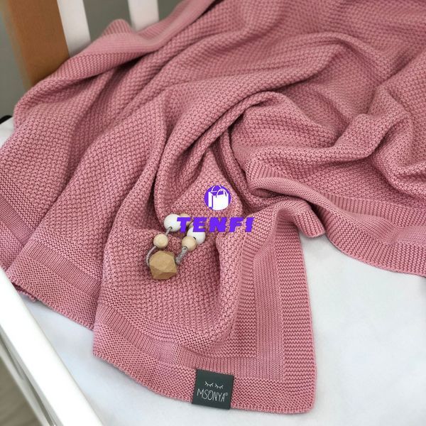 Дитячий плед бавовняний Рогожка чайна троянда 100х80 см 9353470 фото